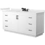 Wyndham Collection Miranda 66" Free Standing Single Basin Vanity Set with Cabinet and Quartz Vanity Top White / White Quartz Top / Matte Black Hardware