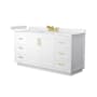 Wyndham Collection Miranda 66" Free Standing Single Basin Vanity Set with Cabinet and Cultured Marble Vanity Top White / Carrara Cultured Marble Top / Brushed Gold Hardware