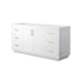 Wyndham Collection Miranda 66" Single Free Standing Vanity Cabinet Only - Less Vanity Top White / Brushed Gold Hardware