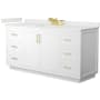 Wyndham Collection Miranda 66" Free Standing Single Basin Vanity Set with Cabinet and Quartz Vanity Top White / White Quartz Top / Brushed Gold Hardware