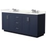 Wyndham Collection Miranda 72" Free Standing Double Basin Vanity Set with Cabinet and Quartz Vanity Top Dark Blue / Giotto Quartz Top / Brushed Nickel Hardware