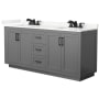 Wyndham Collection Miranda 72" Free Standing Double Basin Vanity Set with Cabinet and Quartz Vanity Top Dark Gray / Giotto Quartz Top / Matte Black Hardware