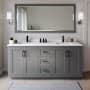 Wyndham Collection Miranda 72" Free Standing Double Basin Vanity Set with Cabinet and Cultured Marble Vanity Top Dark Gray / White Cultured Marble Top / Matte Black Hardware
