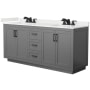 Wyndham Collection Miranda 72" Free Standing Double Basin Vanity Set with Cabinet and Quartz Vanity Top Dark Gray / White Quartz Top / Matte Black Hardware
