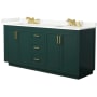 Wyndham Collection Miranda 72" Free Standing Double Basin Vanity Set with Cabinet and Quartz Vanity Top Green / Giotto Quartz Top / Brushed Gold Hardware