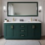 Wyndham Collection Miranda 72" Free Standing Double Basin Vanity Set with Cabinet and Cultured Marble Vanity Top Green / White Cultured Marble Top / Brushed Gold Hardware