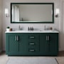 Wyndham Collection Miranda 72" Free Standing Double Basin Vanity Set with Cabinet, Marble Vanity Top, and Framed Mirror Green / White Carrara Marble Top / Brushed Nickel Hardware