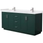 Wyndham Collection Miranda 72" Free Standing Double Basin Vanity Set with Cabinet and Cultured Marble Vanity Top Green / White Cultured Marble Top / Brushed Nickel Hardware