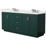 Green / White Quartz Top / Brushed Nickel Hardware