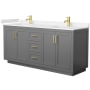 Wyndham Collection Miranda 72" Free Standing Double Basin Vanity Set with Cabinet and Cultured Marble Vanity Top Dark Gray / Carrara Cultured Marble Top / Brushed Gold Hardware