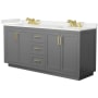 Wyndham Collection Miranda 72" Free Standing Double Basin Vanity Set with Cabinet and Quartz Vanity Top Dark Gray / White Quartz Top / Brushed Gold Hardware