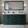 Wyndham Collection Miranda 72" Free Standing Double Basin Vanity Set with Cabinet and Cultured Marble Vanity Top Green / Carrara Cultured Marble Top / Matte Black Hardware