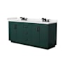 Wyndham Collection Miranda 72" Free Standing Double Basin Vanity Set with Cabinet and Cultured Marble Vanity Top Green / Carrara Cultured Marble Top / Matte Black Hardware