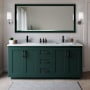 Wyndham Collection Miranda 72" Free Standing Double Basin Vanity Set with Cabinet, Marble Vanity Top, and Framed Mirror Green / White Carrara Marble Top / Matte Black Hardware