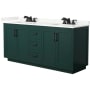 Wyndham Collection Miranda 72" Free Standing Double Basin Vanity Set with Cabinet and Quartz Vanity Top Green / Giotto Quartz Top / Matte Black Hardware