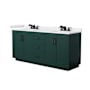 Wyndham Collection Miranda 72" Free Standing Double Basin Vanity Set with Cabinet and Cultured Marble Vanity Top Green / White Cultured Marble Top / Matte Black Hardware