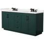 Wyndham Collection Miranda 72" Free Standing Double Basin Vanity Set with Cabinet and Quartz Vanity Top Green / White Quartz Top / Matte Black Hardware