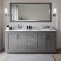 Wyndham Collection Miranda 72" Free Standing Double Basin Vanity Set with Cabinet, Marble Vanity Top, and Framed Mirror Dark Gray / White Carrara Marble Top / Brushed Nickel Hardware
