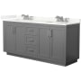 Wyndham Collection Miranda 72" Free Standing Double Basin Vanity Set with Cabinet and Quartz Vanity Top Dark Gray / Giotto Quartz Top / Brushed Nickel Hardware