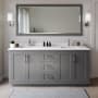 Wyndham Collection Miranda 72" Free Standing Double Basin Vanity Set with Cabinet and Cultured Marble Vanity Top Dark Gray / White Cultured Marble Top / Brushed Nickel Hardware