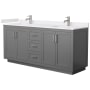 Wyndham Collection Miranda 72" Free Standing Double Basin Vanity Set with Cabinet and Cultured Marble Vanity Top Dark Gray / White Cultured Marble Top / Brushed Nickel Hardware