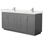 Wyndham Collection Miranda 72" Free Standing Double Basin Vanity Set with Cabinet and Quartz Vanity Top Dark Gray / White Quartz Top / Brushed Nickel Hardware
