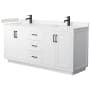 Wyndham Collection Miranda 72" Free Standing Double Basin Vanity Set with Cabinet and Cultured Marble Vanity Top White / Carrara Cultured Marble Top / Matte Black Hardware