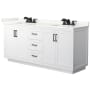 Wyndham Collection Miranda 72" Free Standing Double Basin Vanity Set with Cabinet and Quartz Vanity Top White / Giotto Quartz Top / Matte Black Hardware