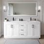 Wyndham Collection Miranda 72" Free Standing Double Basin Vanity Set with Cabinet and Cultured Marble Vanity Top White / White Cultured Marble Top / Matte Black Hardware