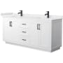 Wyndham Collection Miranda 72" Free Standing Double Basin Vanity Set with Cabinet and Cultured Marble Vanity Top White / White Cultured Marble Top / Matte Black Hardware