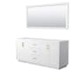 Wyndham Collection Miranda 71" Double Free Standing Vanity Cabinet - Less Vanity Top White / Brushed Gold Hardware