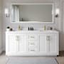 Wyndham Collection Miranda 72" Free Standing Double Basin Vanity Set with Cabinet and Cultured Marble Vanity Top White / White Cultured Marble Top / Brushed Gold Hardware