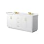 Wyndham Collection Miranda 72" Free Standing Double Basin Vanity Set with Cabinet and Cultured Marble Vanity Top White / White Cultured Marble Top / Brushed Gold Hardware