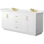 Wyndham Collection Miranda 72" Free Standing Double Basin Vanity Set with Cabinet and Quartz Vanity Top White / White Quartz Top / Brushed Gold Hardware