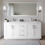 Wyndham Collection Miranda 72" Free Standing Double Basin Vanity Set with Cabinet and Cultured Marble Vanity Top White / Carrara Cultured Marble Top / Brushed Nickel Hardware