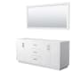 Wyndham Collection Miranda 71" Double Free Standing Vanity Cabinet - Less Vanity Top White / Brushed Nickel Hardware