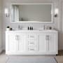 Wyndham Collection Miranda 72" Free Standing Double Basin Vanity Set with Cabinet and Cultured Marble Vanity Top White / White Cultured Marble Top / Brushed Nickel Hardware