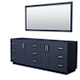 Wyndham Collection Miranda 84" Double Free Standing Vanity Cabinet - Less Vanity Top Dark Blue / Brushed Gold Hardware