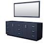 Wyndham Collection Miranda 84" Double Free Standing Vanity Cabinet - Less Vanity Top Dark Blue / Brushed Nickel Hardware