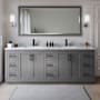 Wyndham Collection Miranda 84" Free Standing Double Basin Vanity Set with Cabinet and Marble Vanity Top Dark Gray / White Carrara Marble Top / Matte Black Hardware