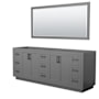 Wyndham Collection Miranda 84" Double Free Standing Vanity Cabinet - Less Vanity Top Dark Gray / Matte Black Hardware