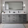 Wyndham Collection Miranda 84" Free Standing Double Basin Vanity Set with Cabinet and Cultured Marble Vanity Top Dark Gray / White Cultured Marble Top / Matte Black Hardware