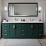 Wyndham Collection Miranda 84" Free Standing Double Basin Vanity Set with Cabinet and Cultured Marble Vanity Top Green / White Cultured Marble Top / Brushed Gold Hardware