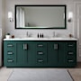 Wyndham Collection Miranda 84" Free Standing Double Basin Vanity Set with Cabinet and Cultured Marble Vanity Top Green / Carrara Cultured Marble Top / Brushed Nickel Hardware