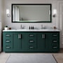 Wyndham Collection Miranda 84" Free Standing Double Basin Vanity Set with Cabinet and Marble Vanity Top Green / White Carrara Marble Top / Brushed Nickel Hardware