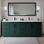 Wyndham Collection Miranda 84" Free Standing Double Basin Vanity Set with Cabinet and Cultured Marble Vanity Top Green / Carrara Cultured Marble Top / Matte Black Hardware