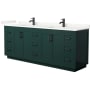 Wyndham Collection Miranda 84" Free Standing Double Basin Vanity Set with Cabinet and Quartz Vanity Top Green / Giotto Quartz Top / Matte Black Hardware