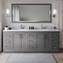 Wyndham Collection Miranda 84" Free Standing Double Basin Vanity Set with Cabinet and Marble Vanity Top Dark Gray / White Carrara Marble Top / Brushed Nickel Hardware