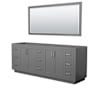 Wyndham Collection Miranda 84" Double Free Standing Vanity Cabinet - Less Vanity Top Dark Gray / Brushed Nickel Hardware