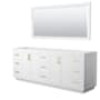 Wyndham Collection Miranda 84" Double Free Standing Vanity Cabinet - Less Vanity Top White / Brushed Gold Hardware